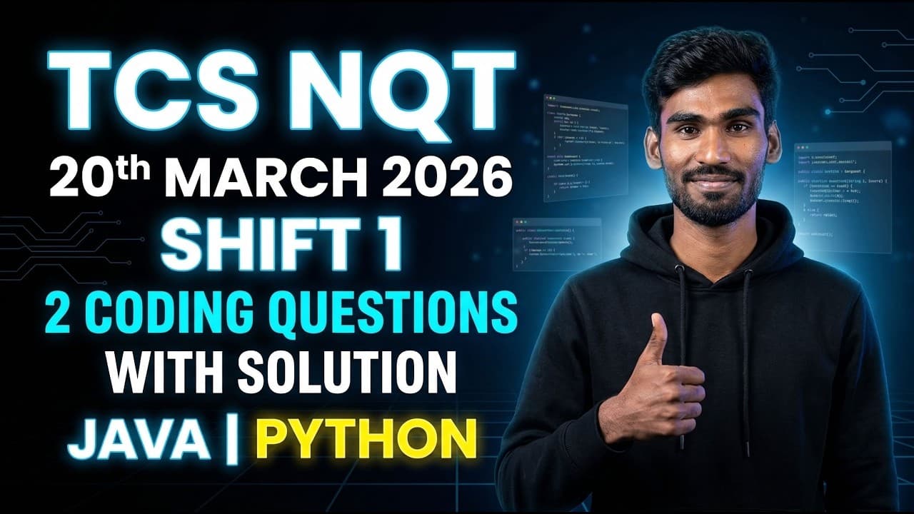 TCS NQT 20 March 2026 Shift 1 Coding Questions SOLVED  | Java & Python | Telugu | Crack TCS - TCS NQT 20 March 2026 Shift 1 Coding Questions SOLVED | Java & Python | Telugu | Crack TCS - Summary & Solutions