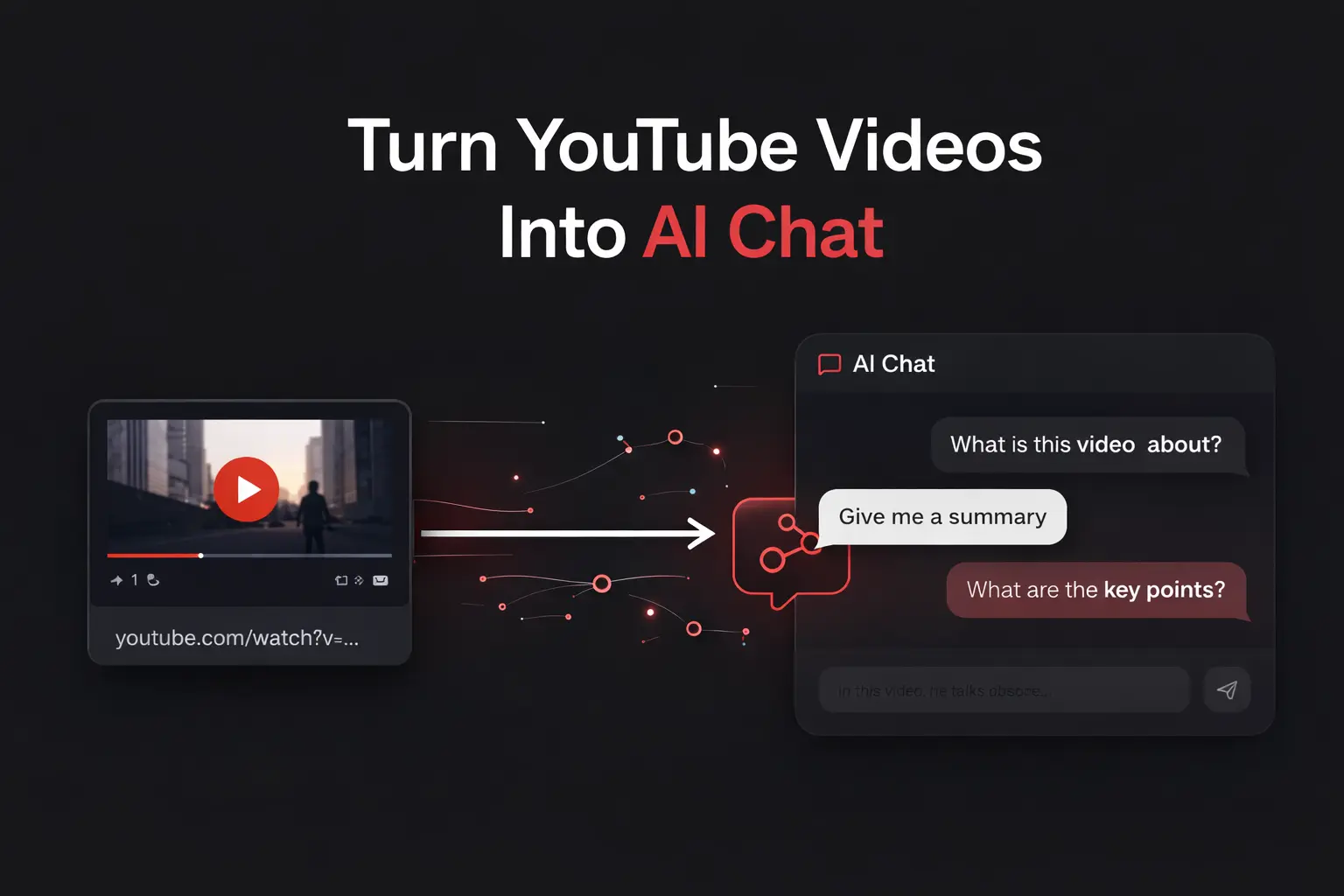 ChatYT dashboard showing AI chat interface with video transcript and message history
